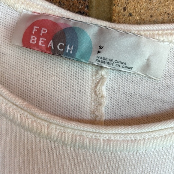 Free People Beach oversized Sleeveless Cream Maxi Sweatshirt Dress Pockets S - Picture 5 of 9